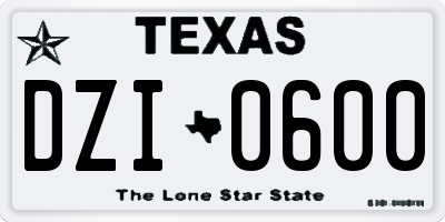 TX license plate DZI0600