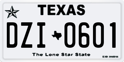 TX license plate DZI0601
