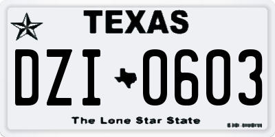 TX license plate DZI0603