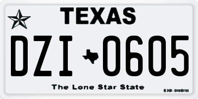 TX license plate DZI0605