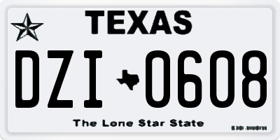 TX license plate DZI0608
