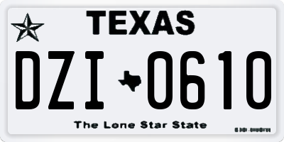TX license plate DZI0610