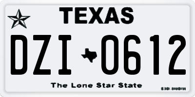 TX license plate DZI0612