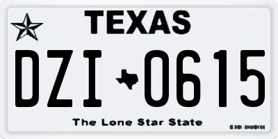 TX license plate DZI0615