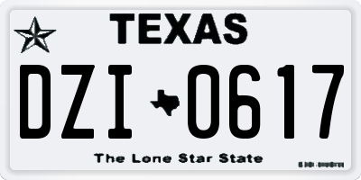 TX license plate DZI0617