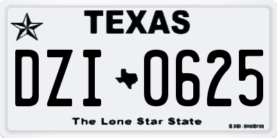 TX license plate DZI0625