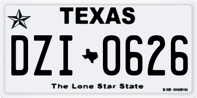 TX license plate DZI0626