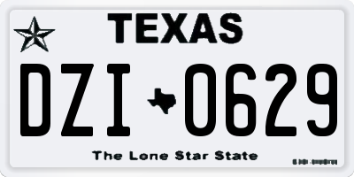 TX license plate DZI0629
