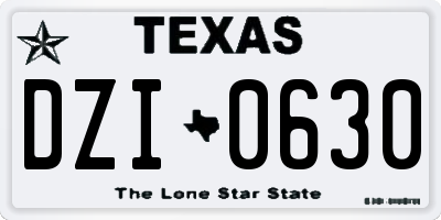 TX license plate DZI0630