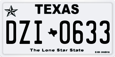 TX license plate DZI0633