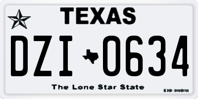 TX license plate DZI0634