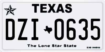 TX license plate DZI0635