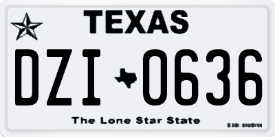 TX license plate DZI0636
