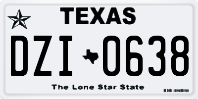 TX license plate DZI0638