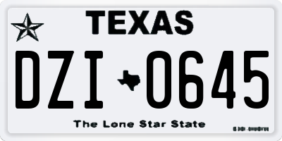 TX license plate DZI0645