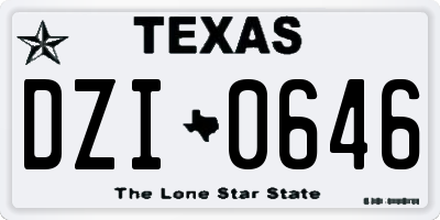 TX license plate DZI0646