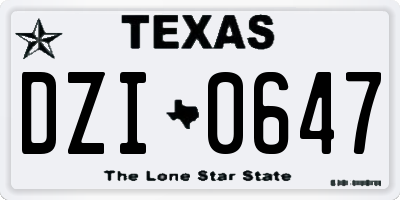 TX license plate DZI0647