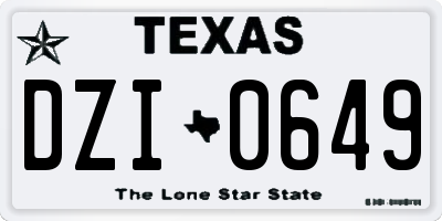 TX license plate DZI0649