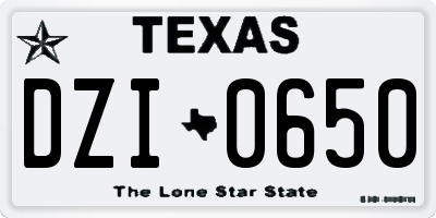 TX license plate DZI0650
