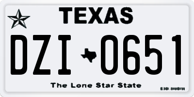 TX license plate DZI0651