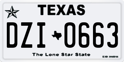 TX license plate DZI0663
