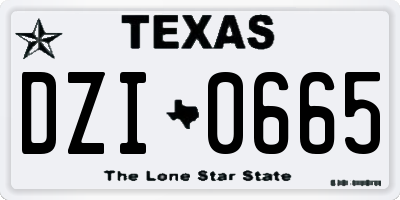 TX license plate DZI0665