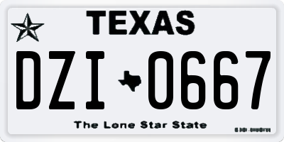 TX license plate DZI0667
