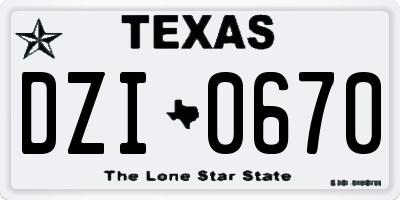 TX license plate DZI0670