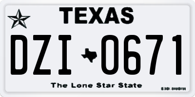 TX license plate DZI0671