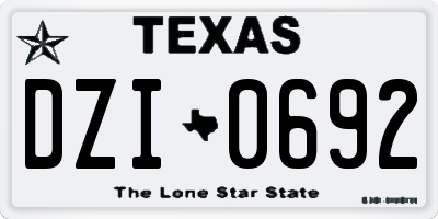 TX license plate DZI0692