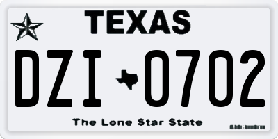 TX license plate DZI0702