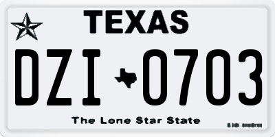 TX license plate DZI0703