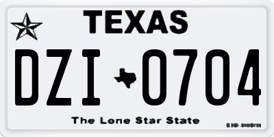 TX license plate DZI0704
