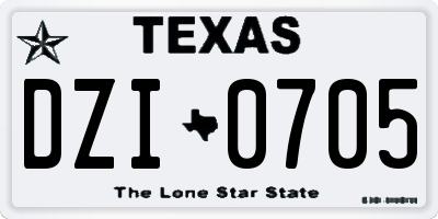 TX license plate DZI0705