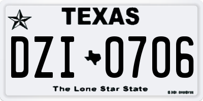 TX license plate DZI0706