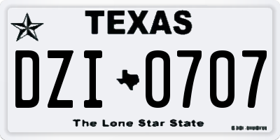 TX license plate DZI0707