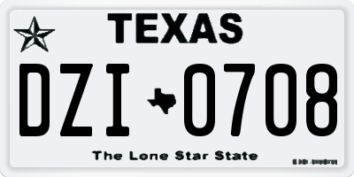 TX license plate DZI0708