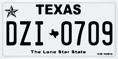 TX license plate DZI0709