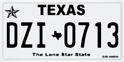 TX license plate DZI0713