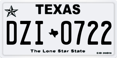 TX license plate DZI0722