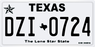 TX license plate DZI0724
