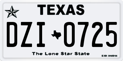TX license plate DZI0725
