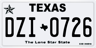 TX license plate DZI0726