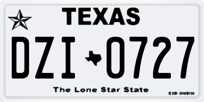 TX license plate DZI0727