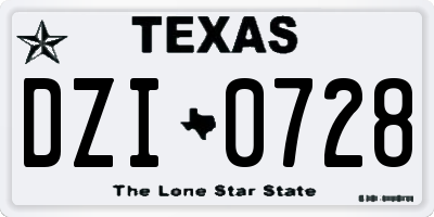 TX license plate DZI0728