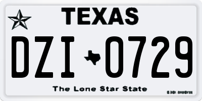 TX license plate DZI0729