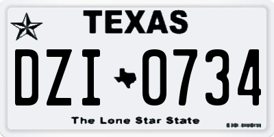 TX license plate DZI0734