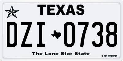 TX license plate DZI0738