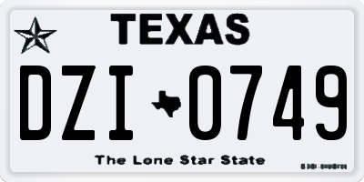 TX license plate DZI0749