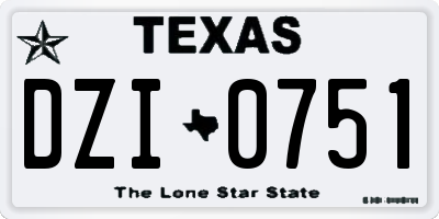 TX license plate DZI0751